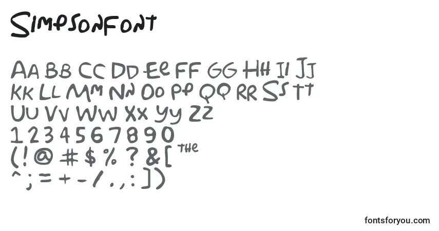 Simpsonfontフォント–アルファベット、数字、特殊文字
