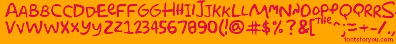 Czcionka Simpsonfont – czerwone czcionki na pomarańczowym tle