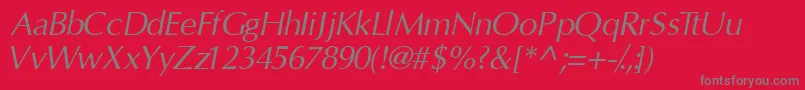 Fonte InterfacesskItalic – fontes cinzas em um fundo vermelho