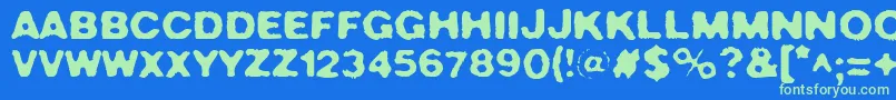 Crush49 Font – Green Fonts on Blue Background