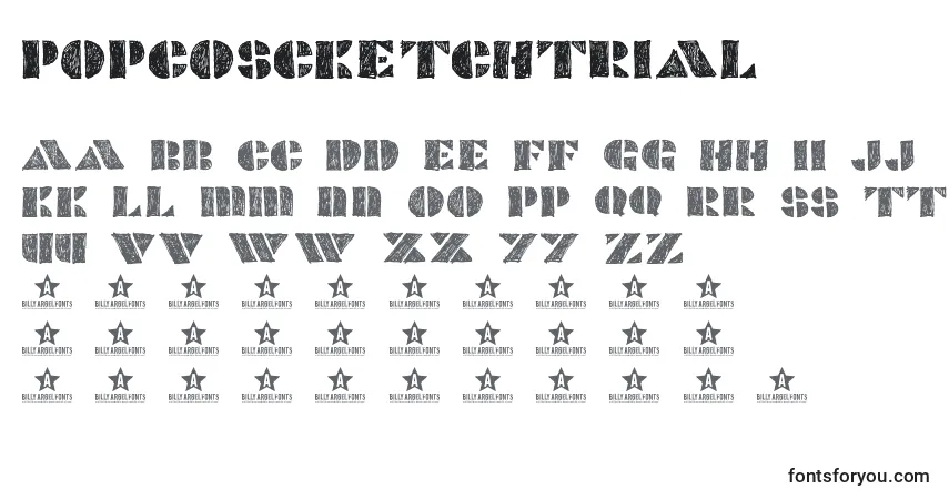 Schriftart PopcoScketchTrial – Alphabet, Zahlen, spezielle Symbole