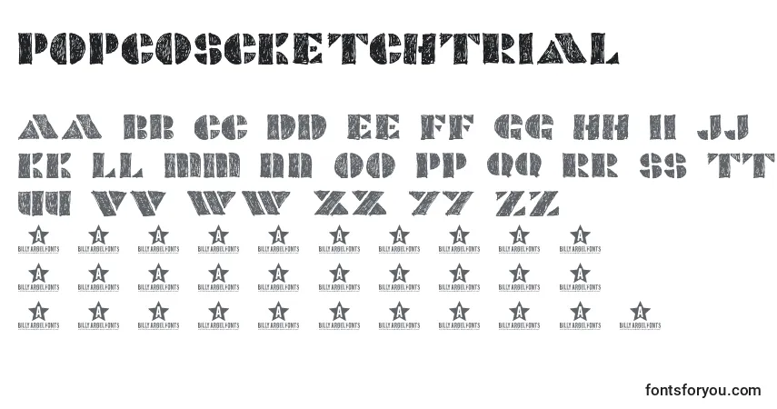 PopcoScketchTrial-fontti – aakkoset, numerot, erikoismerkit