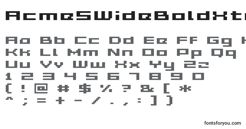 Czcionka Acme5WideBoldXtnd – alfabet, cyfry, specjalne znaki