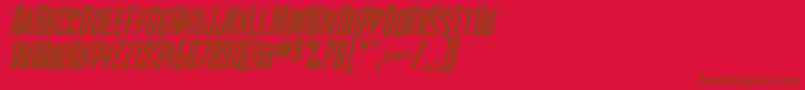 MecheffectsonebbItal-Schriftart – Braune Schriften auf rotem Hintergrund