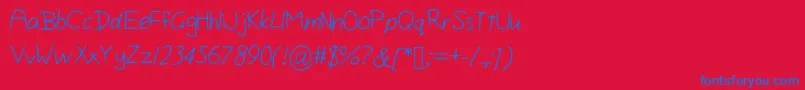 Isiniscript Font – Blue Fonts on Red Background