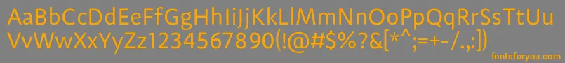 フォントOskietienSans – オレンジの文字は灰色の背景にあります。