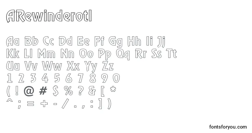 Шрифт ARewinderotl – алфавит, цифры, специальные символы
