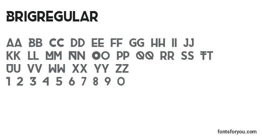 BrigRegular-fontti – aakkoset, numerot, erikoismerkit