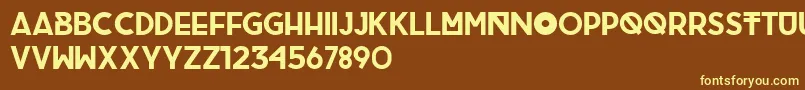 BrigRegular-Schriftart – Gelbe Schriften auf braunem Hintergrund