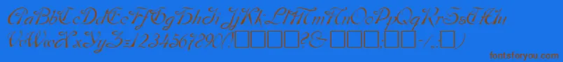 Dos Font – Brown Fonts on Blue Background