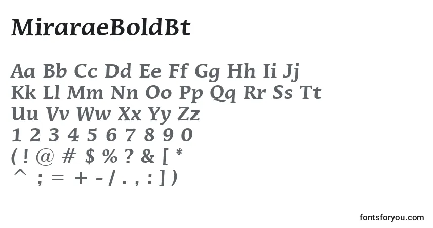 A fonte MiraraeBoldBt – alfabeto, números, caracteres especiais
