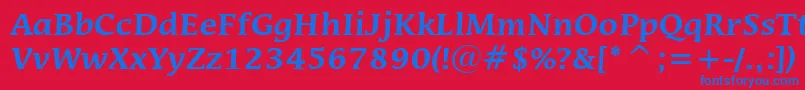 フォントMiraraeBoldBt – 赤い背景に青い文字