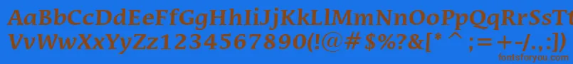 フォントMiraraeBoldBt – 茶色の文字が青い背景にあります。