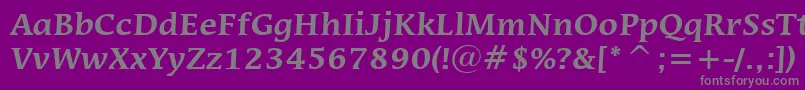 フォントMiraraeBoldBt – 紫の背景に灰色の文字