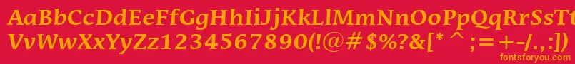 フォントMiraraeBoldBt – 赤い背景にオレンジの文字