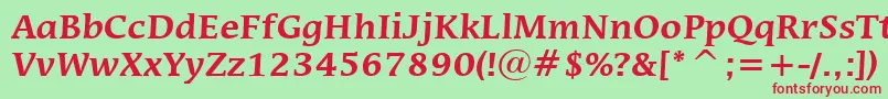 Шрифт MiraraeBoldBt – красные шрифты на зелёном фоне