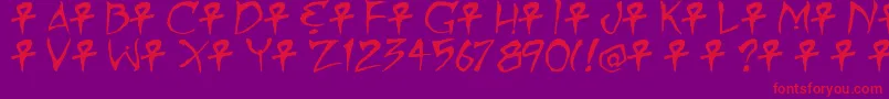フォントMummyLovesYou – 紫の背景に赤い文字