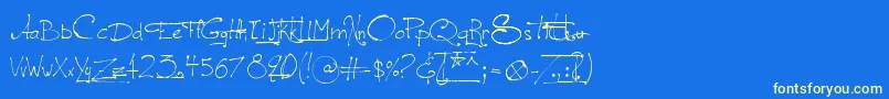 フォントLeGrandSautTextual – 黄色の文字、青い背景