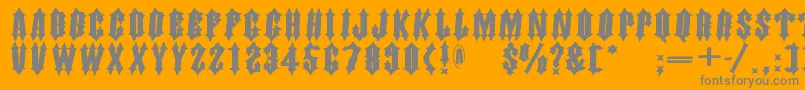 Dornspitzgrotesk-Schriftart – Graue Schriften auf orangefarbenem Hintergrund