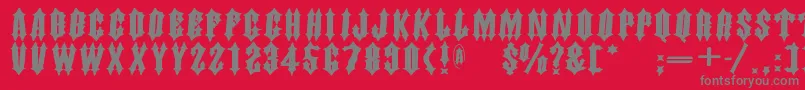 フォントDornspitzgrotesk – 赤い背景に灰色の文字