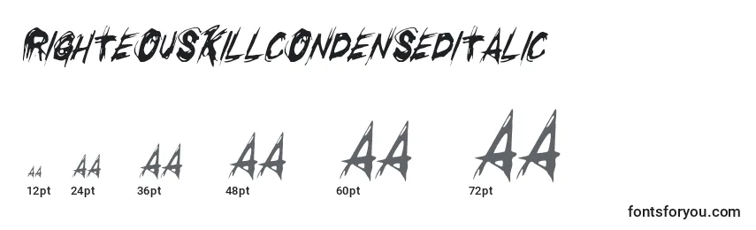 RighteousKillCondensedItalic Font Sizes
