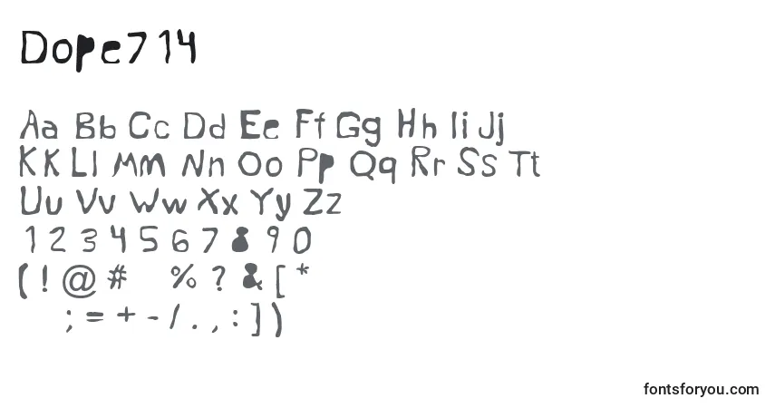 Czcionka Dope714 – alfabet, cyfry, specjalne znaki