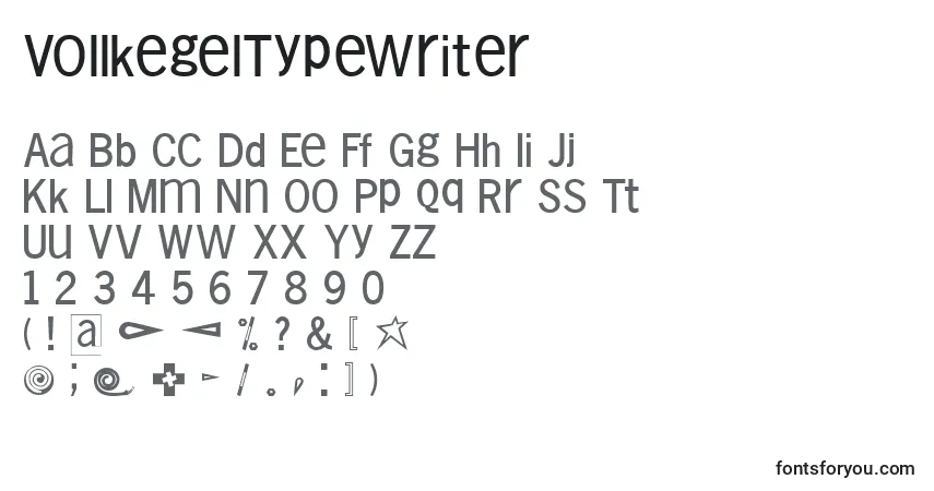 Czcionka VollkegelTypewriter – alfabet, cyfry, specjalne znaki