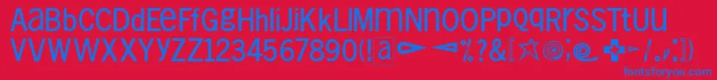 VollkegelTypewriter Font – Blue Fonts on Red Background