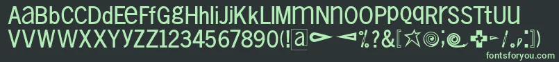 VollkegelTypewriter-fontti – vihreät fontit mustalla taustalla
