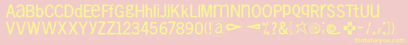 VollkegelTypewriter-Schriftart – Gelbe Schriften auf rosa Hintergrund