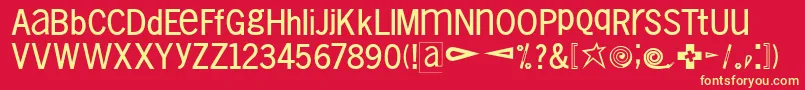VollkegelTypewriter-Schriftart – Gelbe Schriften auf rotem Hintergrund
