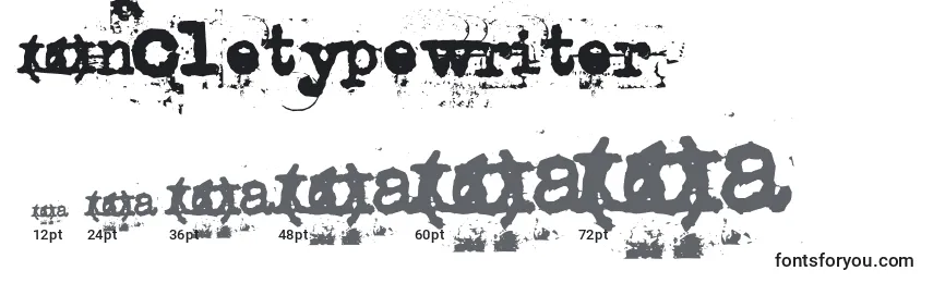 Uncletypewriter-fontin koot