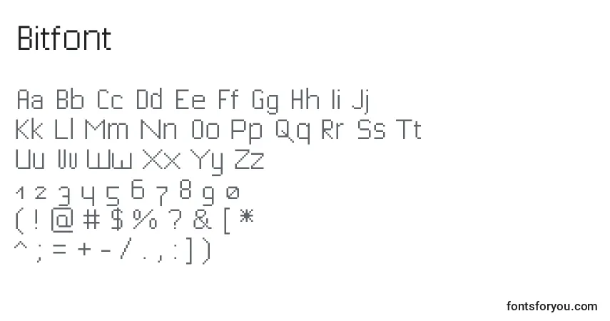 Czcionka Bitfont – alfabet, cyfry, specjalne znaki
