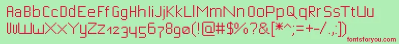 Bitfont-fontti – punaiset fontit vihreällä taustalla