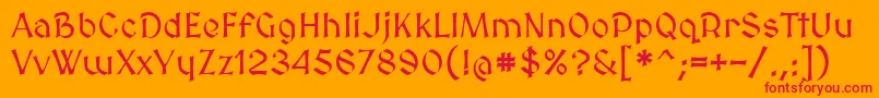 Medievalsharp-Schriftart – Rote Schriften auf orangefarbenem Hintergrund