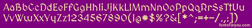 Medievalsharp-Schriftart – Gelbe Schriften auf violettem Hintergrund