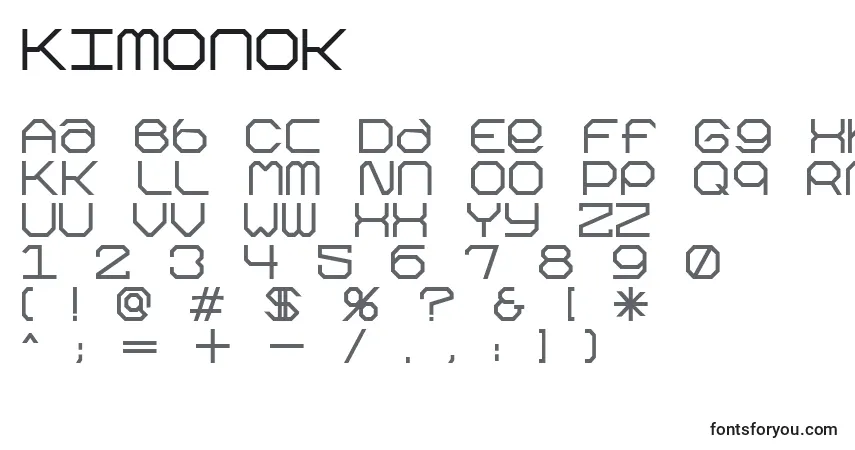 Kimonok-fontti – aakkoset, numerot, erikoismerkit