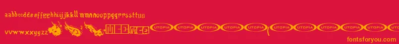 Police Wentelteefje – polices orange sur fond rouge