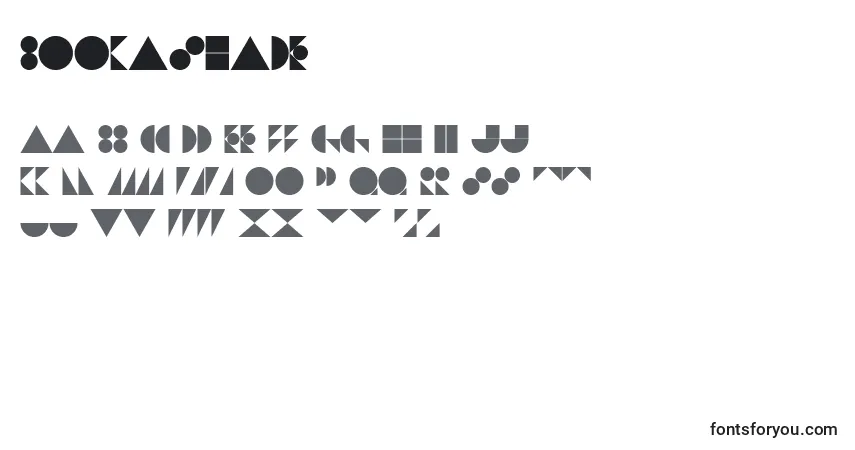 Czcionka Bookashade – alfabet, cyfry, specjalne znaki