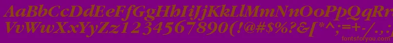 GaramondbttBolditalic-Schriftart – Braune Schriften auf violettem Hintergrund