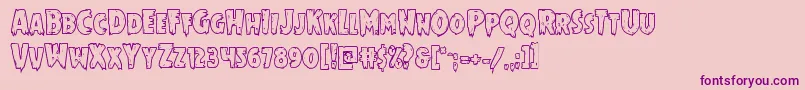 Mrsmonsterboldoutフォントについての詳細 フォントMrsmonsterboldout – ピンクの背景に紫のフォント