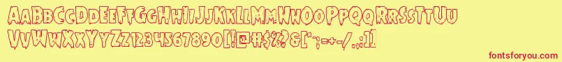 Mrsmonsterboldout Font – Red Fonts on Yellow Background