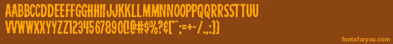 Carnivalcorpse-Schriftart – Orangefarbene Schriften auf braunem Hintergrund
