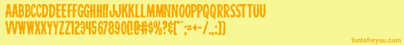 フォントCarnivalcorpse – オレンジの文字が黄色の背景にあります。