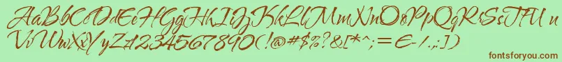 Waterbrushrob Font – Brown Fonts on Green Background