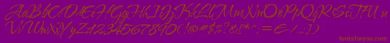 Waterbrushrob-Schriftart – Braune Schriften auf violettem Hintergrund