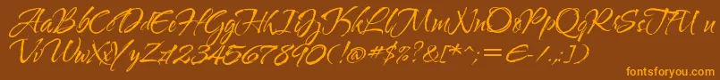 Waterbrushrob Font – Orange Fonts on Brown Background