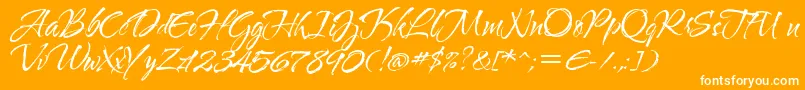 Waterbrushrob-Schriftart – Weiße Schriften auf orangefarbenem Hintergrund