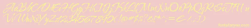 Waterbrushrob-Schriftart – Gelbe Schriften auf rosa Hintergrund