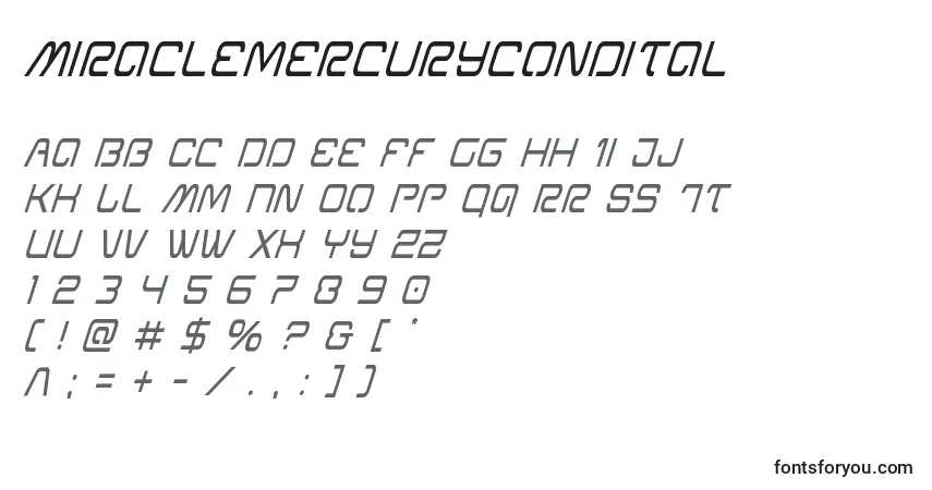 Czcionka Miraclemercurycondital – alfabet, cyfry, specjalne znaki